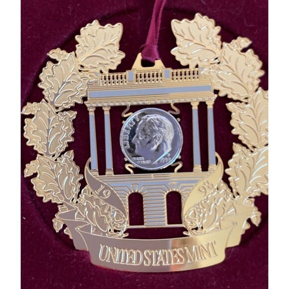 1998 United States Mint Treasury Ornament display uncirculated Roosevelt Dime - Picture 1 of 7